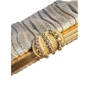 Vintage Golden Evening Bag Sculptural Ornated Clasp Old Hollywood 1950s